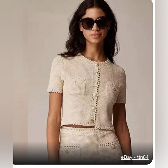 J crew toasted cream Short-sleeve sweater lady jacket - Picture 1 of 4